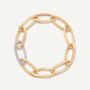Jaipur link new bracciale a maglie ovali in oro giallo 18 carati con diamanti
