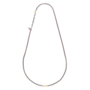 Collana uomo in titanio con barretta e chiusura in oro giallo 9 kt