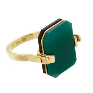 Sandwich deco agata verde + agata nera anello